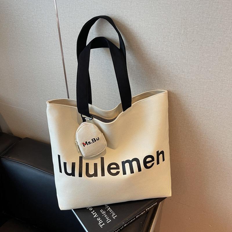 Canvas Underarm Bag Women's 2025 Autumn New Fashion Commuter Large Capacity Student Class Bag One Shoulder Tote Bag