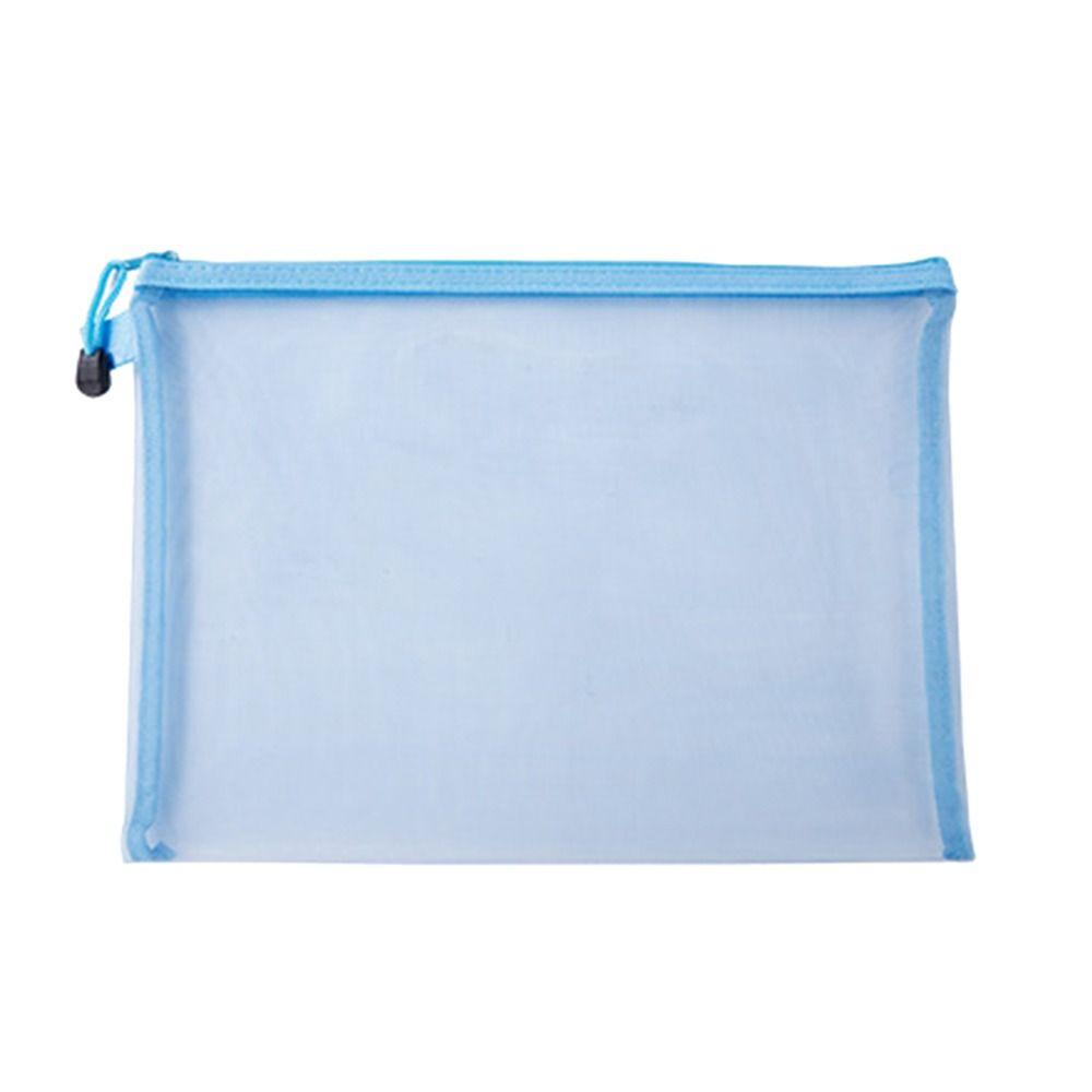Paper Organizer Zipper Pencil Case Large Capacity Transparent Mesh File Folder Double Pocket