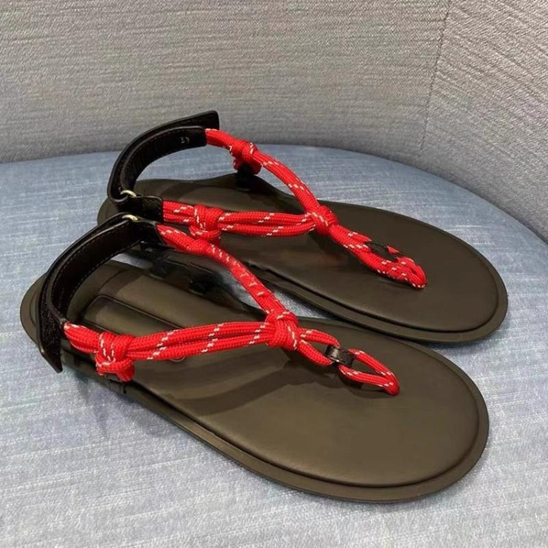 Fashion Beach Roman sandals hemp rope thick bottom Velcro flip flops new style clip toe lazy all-match