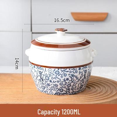 ZISIZ Ceramic Anti-Overflow Double Boiler Stew Pot