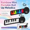 Rainbow Mini Guitar Hand Roll Instrument, Foldable Silicone Hand Drum Piano Electronic Keychain Pendant