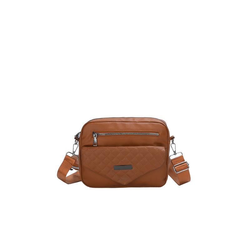 New Women's Bag Simple Diamond Shoulder Bag Fashion Messenger Bag Flow Soft Leather Texture Retro Mother Bag