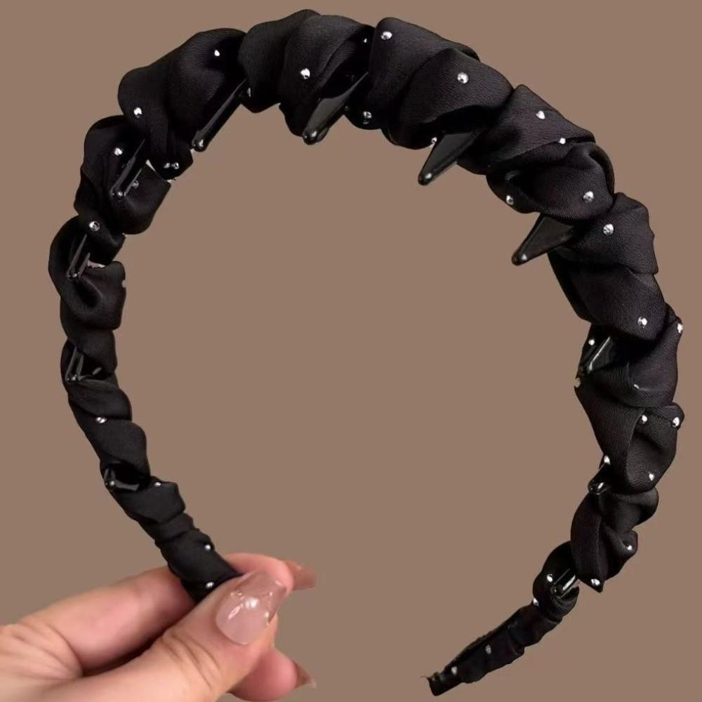 Adjustable Rhinestones Toothed Headband Comfortable Non-slip Hair Band Fashion Accessory