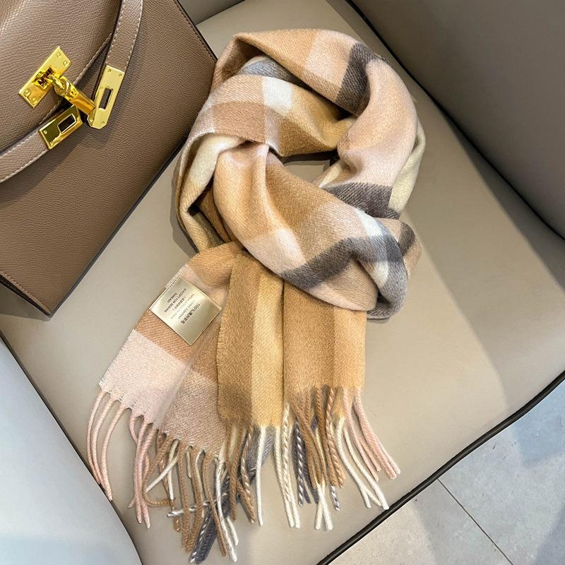 New British wool scarf women's autumn and winter plaid warm fashion versatile mother scarf gift