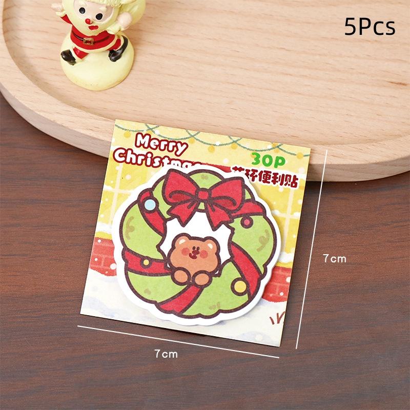 5/10Pcs Cute Cartoon Christmas Message Sticky Note Kawaii Student Stationery Memo Pad Post-It School Supplies Christmas Gifts