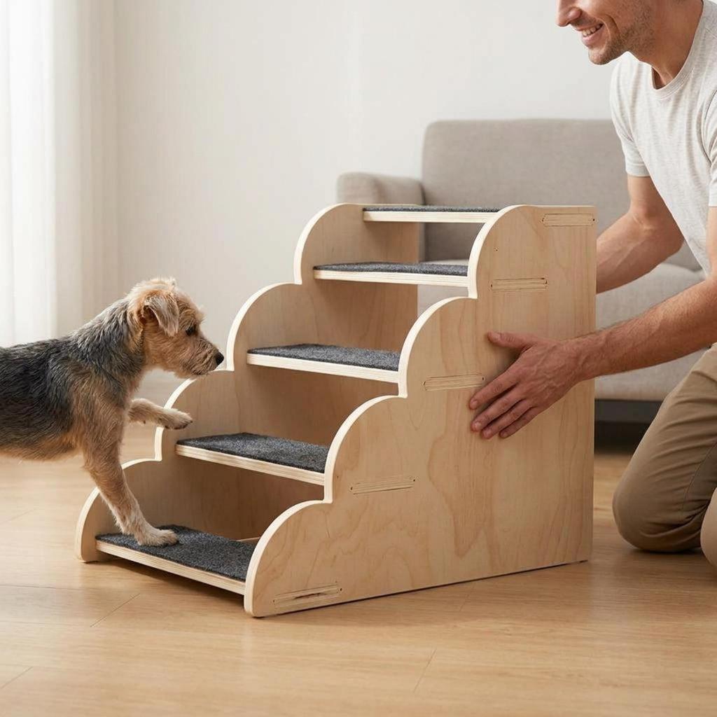 Dog Stairs Wooden Sofa Pet Steps Space-Saving for Bed