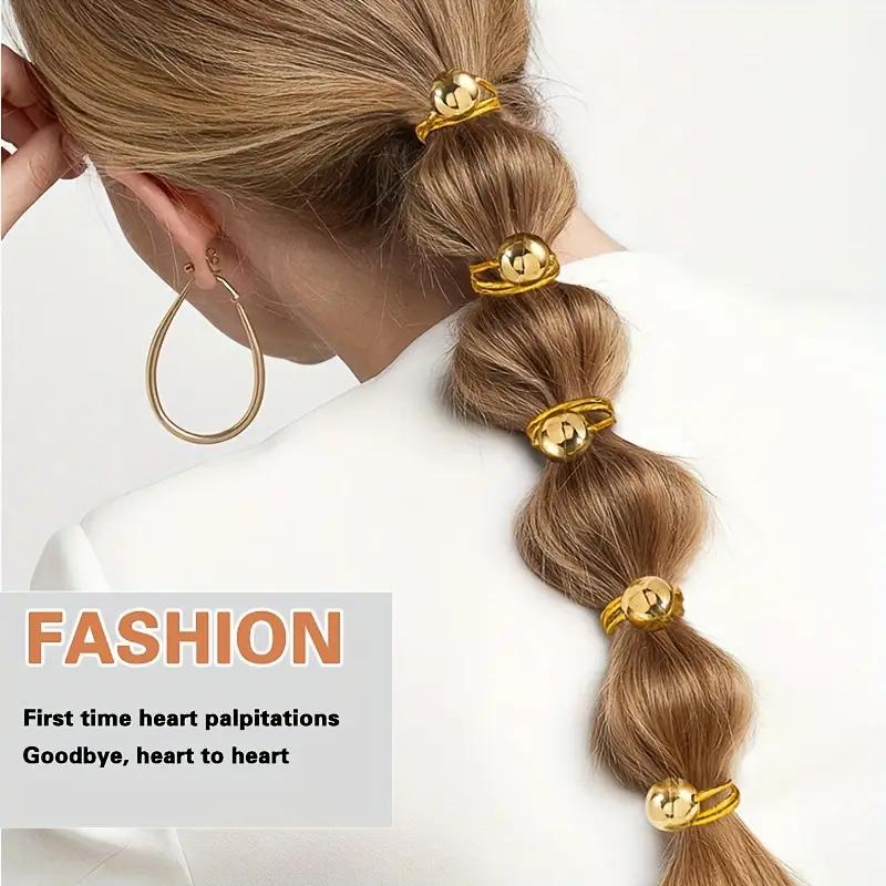 1PCS Gold and Silver Spherical Elastic Hair Rope High-end Sweet Cool Hair Ring Does Not Hurt The Hair Ball Low Ponytail Hair Rope Hair Accessories