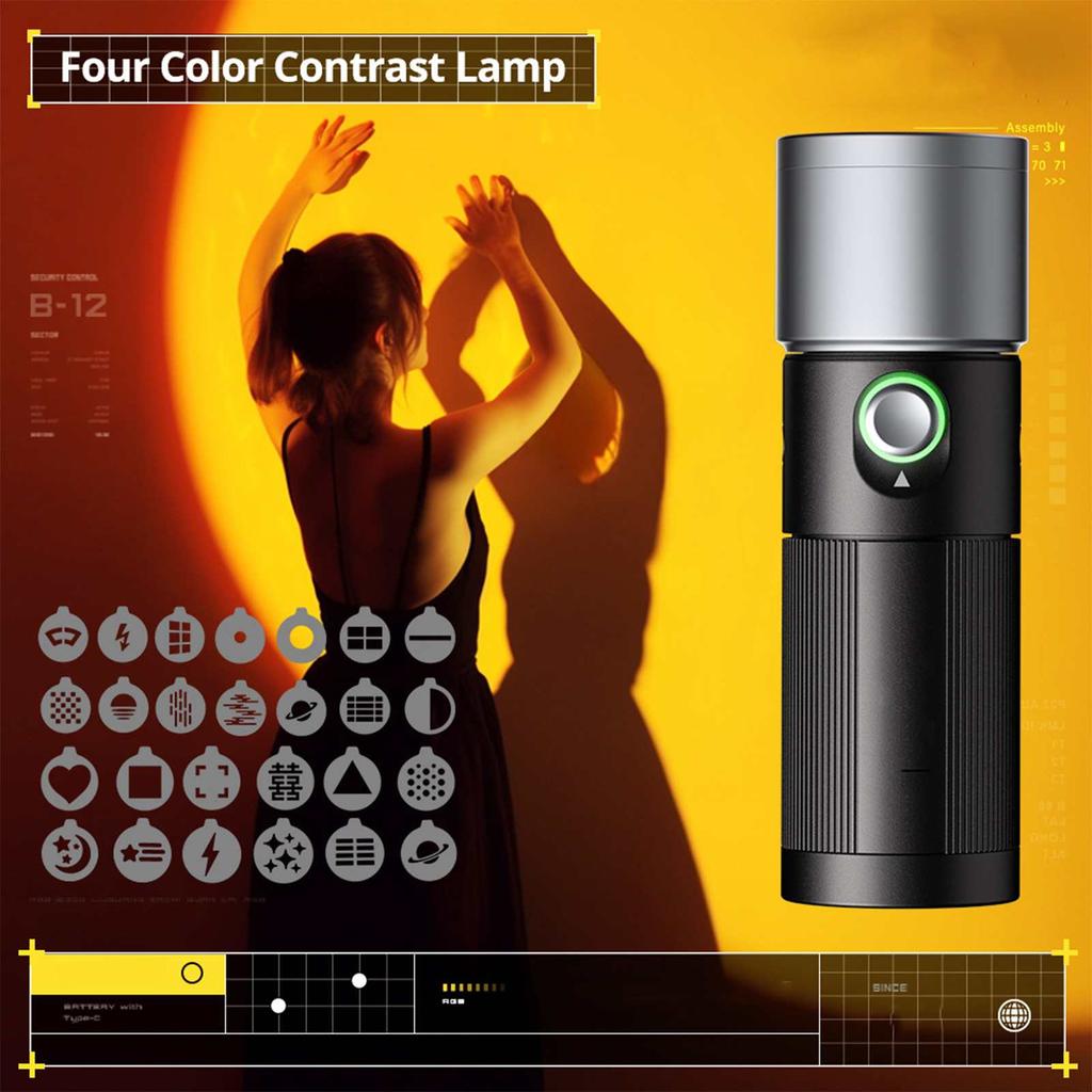 Photographer's flashlight lighting for creating atmosphere in photos; wedding four-color photography.