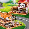 Creative City Street View Small Block Pets Restaurant Construction Brick Cat Coffee Panda Burger House Shop Streetscape Toys For Present