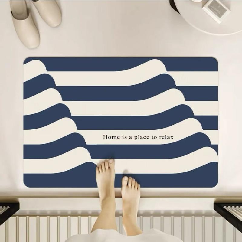

Ins Wind Colorful Lines Diatom Mud Floor Mat Bathroom Bathroom Water Absorption Anti-slip Quick-drying Foot Mat 50 * 80cm