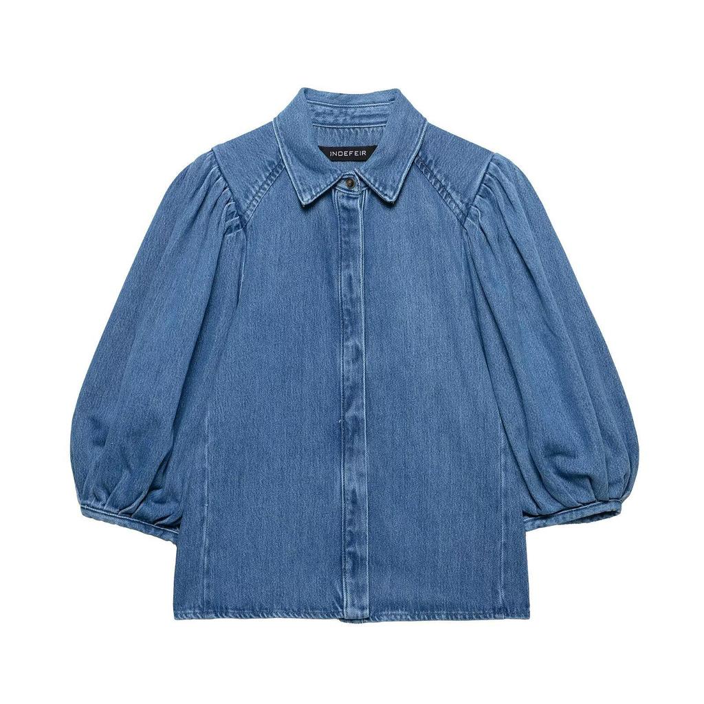 2025 Early Spring Women’s Fashion: Short-Sleeve Denim Shirt & Straight-Leg Pants Set – Euro-American Style