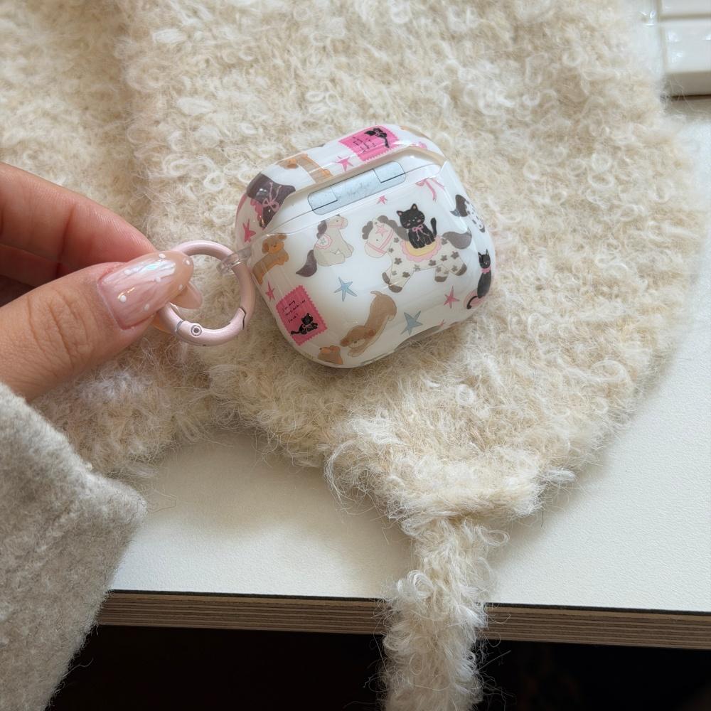 Ins Korean Graffiti Cartoon Cat Pony Suitable for AirPods4 Protective Case AirPods3rd Generation Earphone Cover Apple Airpodspro2 Second and Third