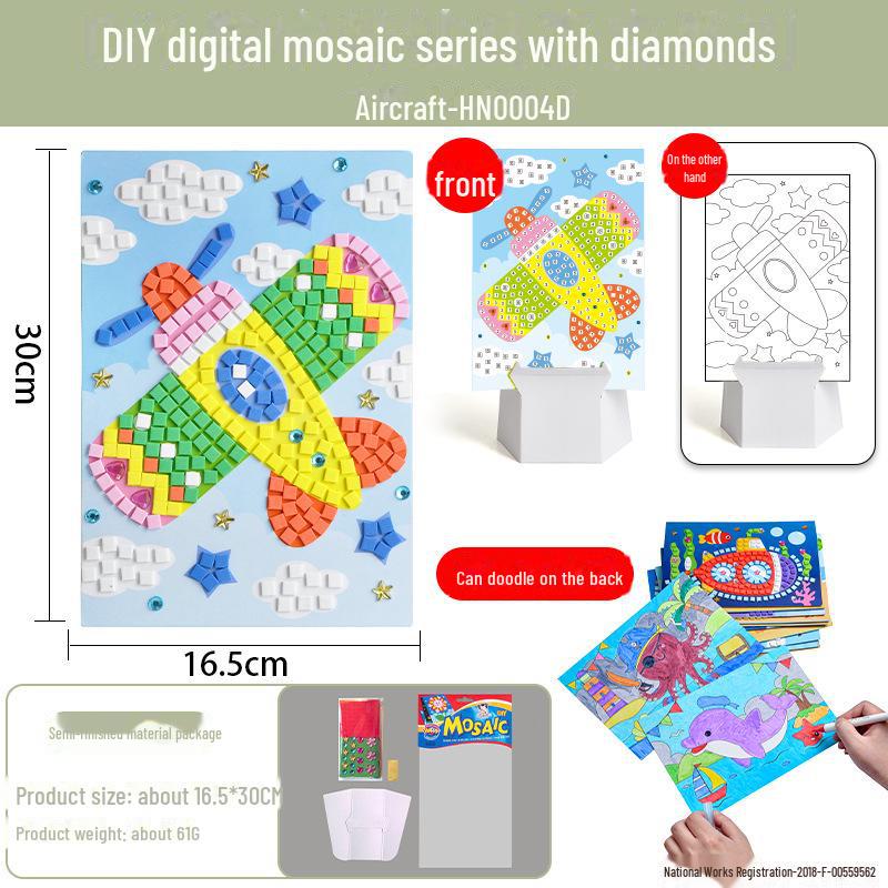 Dziecięca mozaika diamentowa DIY, zestaw naklejek EVA - Ręcznie robiona zabawka edukacyjna