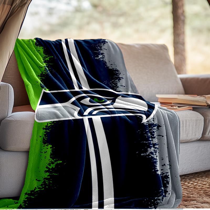 Seattle Seahawks Logo Blanket Outdoor Flannel Blanket for Camping, Hiking, Garden Parties, Picnic Essentials,gift for family and friends