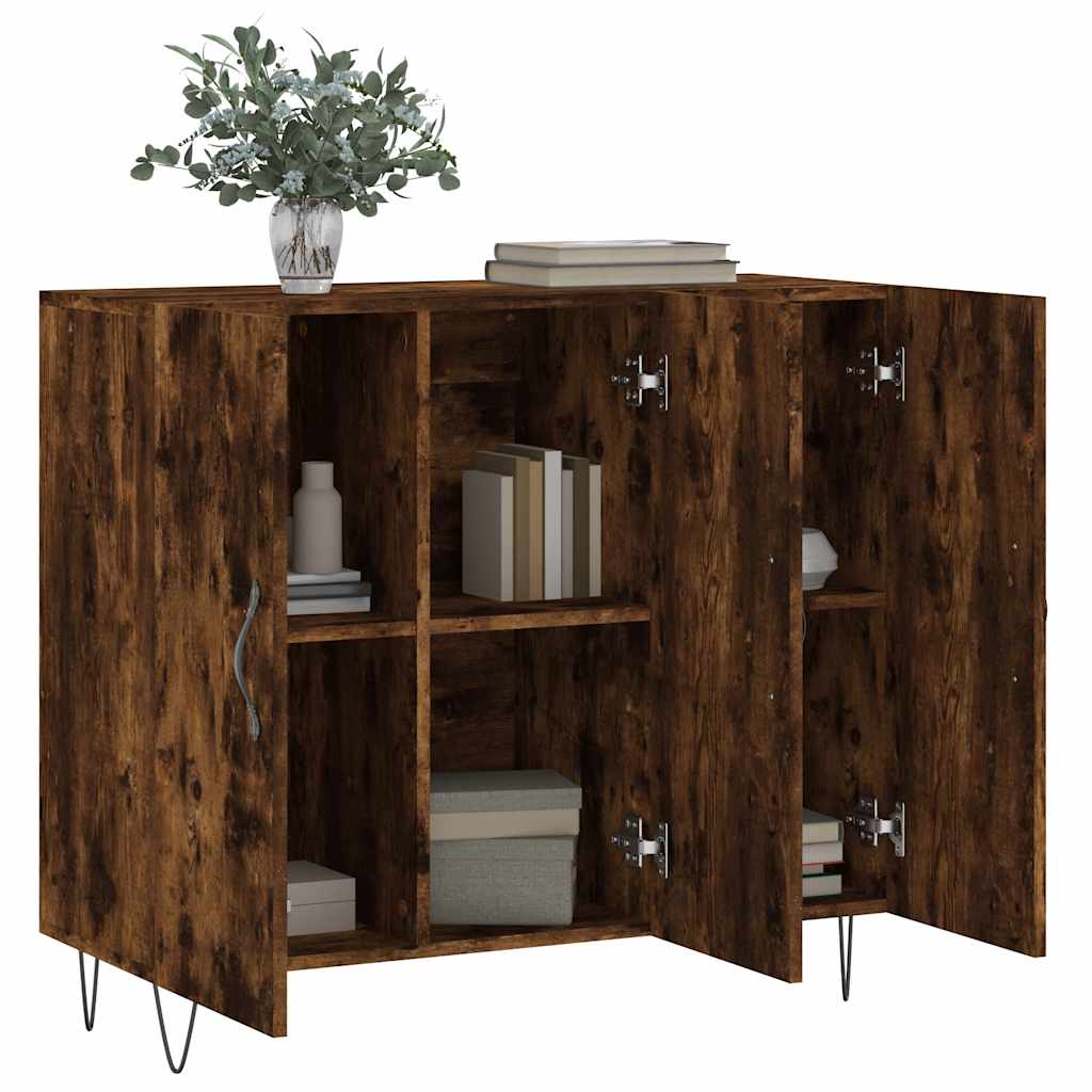 Sideboard Smoked Oak 90x34x80 Cm Wood Based Panel
