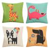 45x45cm Cartoon Animal Printed Cotton Linen Cushion Cover Home Sofa Chair Children Bedroom Decoration