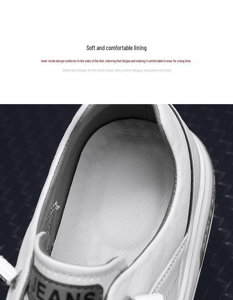 Våren 2025 Herr Mångsidiga Vitläder Casual Sportskor med Tjock Sula