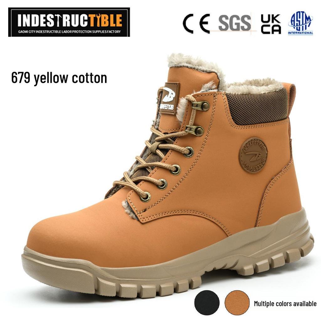 Autumn/Winter Steel Toe Anti-Puncture Work Boots - High-Top, Wear-Resistant Safety Shoes
