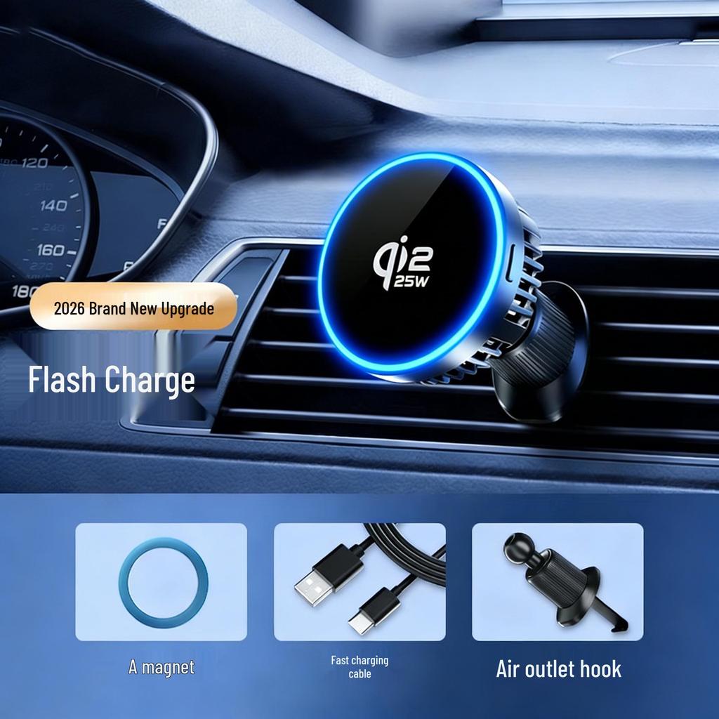 New Car Vent Mount: Qi 2.2 Wireless Charger, Phone Cooler, Magnetic 25W Fast Charging Holder