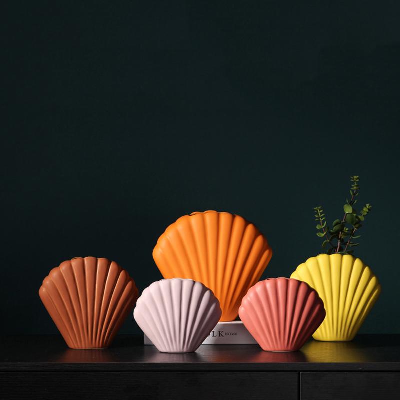 Creative Art Shell Vase Ceramic Hydroponic Vase Flower Arrangement Home Decor Indoor Decoration Desktop Ornaments