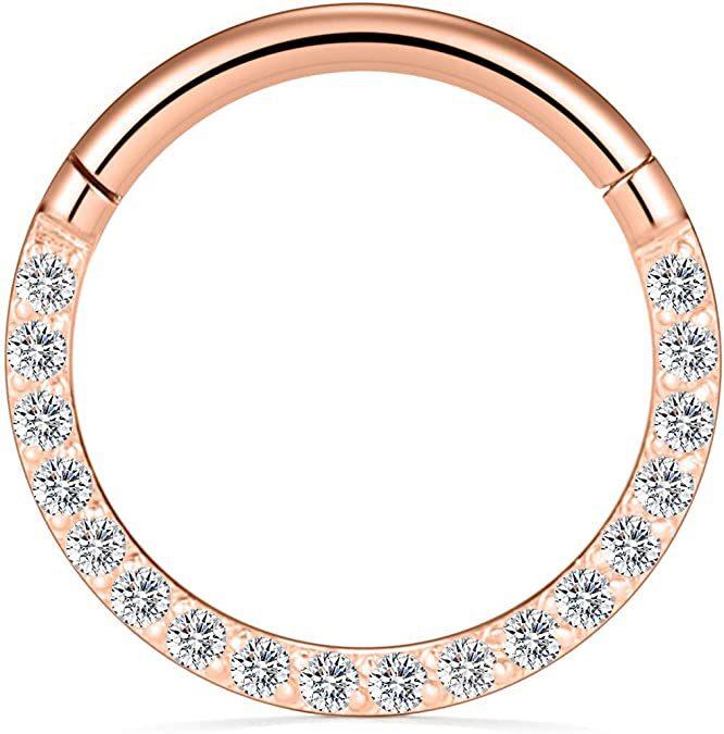 F136 Implantat-Grad Titan Nasenring Creole Mode CZ Zirkon Ohrringe CNC Nahtloser Ring Septum Helix Piercing Schmuck