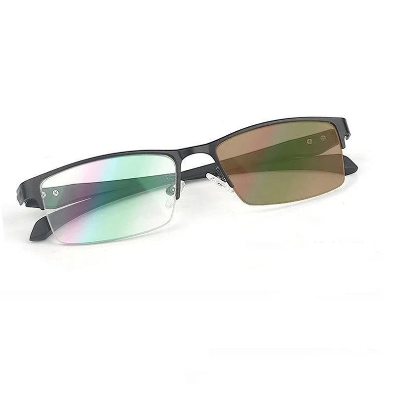 Smart Photochromic Myopia Glasses Men's Half Frame Color Changing Eyewear 0 To -4 0 Degree For Outdoor
