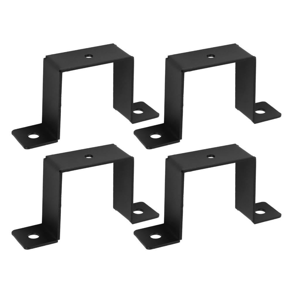 4PCS U Shaped Metal Fence Post Bracket, Deck Post Fixing Support for Wooden Post, No Screws