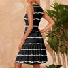 Women's V-Neck Waisted Floral Print Sleeveless Hem Spliced Dresses