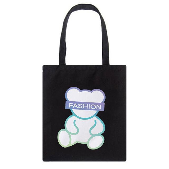 Корейская Ulzzang Ins Harajuku Bear женская холщовая сумка через плечо художественные школьные сумки Y2k модная повседневная сумка-шопер с надписью большой вместительности 24*26cm
