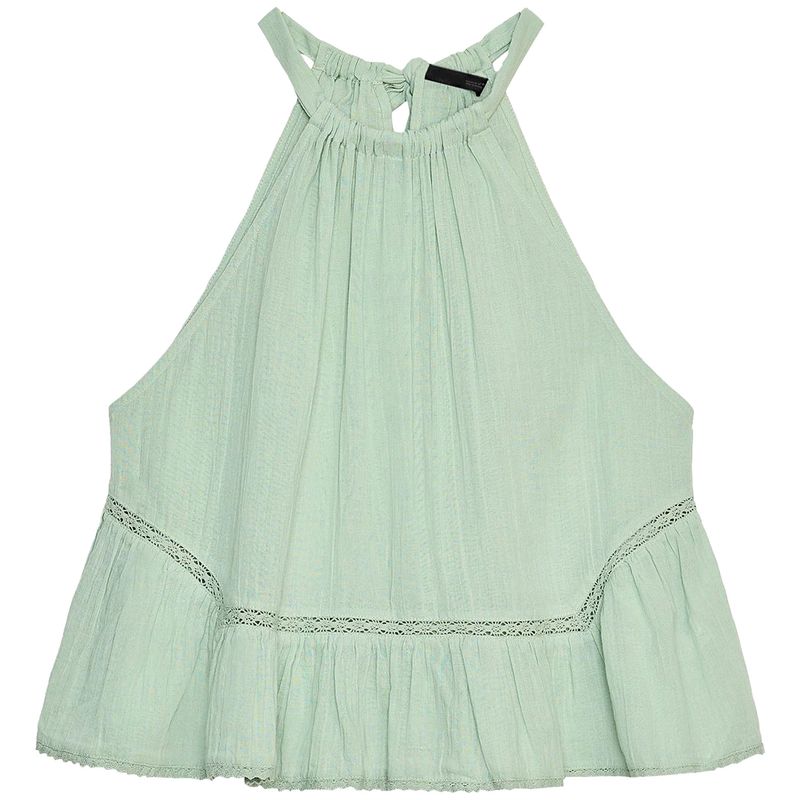 Zaprha 2025 New Arrival Pure Desire Beautiful off-the-Shoulder Embroider Tulle Girly Style Halter Top Female 0881005