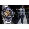 Winner Classic Series Golden Movement Stahl Herren-Skelettuhr Mechanische Top-Marke Luxus-Mode Automatikuhren