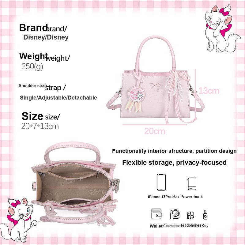 Disney × Marie Cat Sweet Bow Versatile Commuter Crossbody PU Tote Bag Women handbags Pink BMK-73441