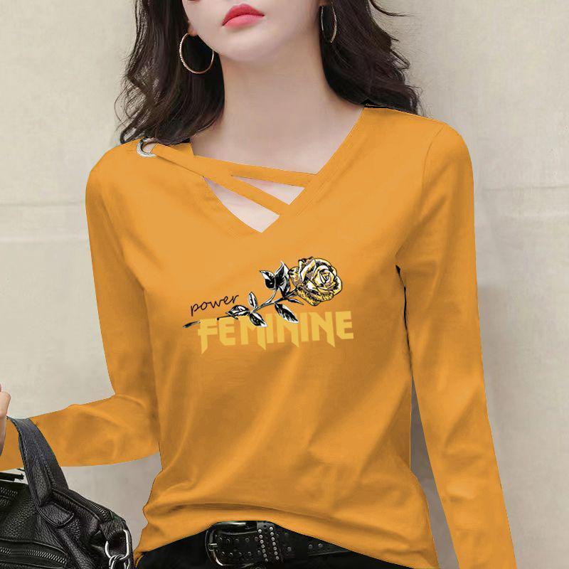

Korean Style V-Neck Long Sleeve Women s Layered Slim Fit Pure Cotton Base Shirt - Spring/Autumn 2025 Collection XL (115-125 jin)