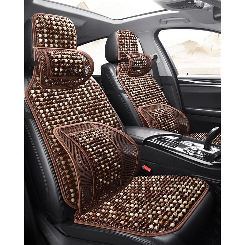 Car Seat Cushion Summer Cooling Mat Single Piece Truck Ventilated Breathable Wooden Bead Universal Car Seat Cover For All Seasons