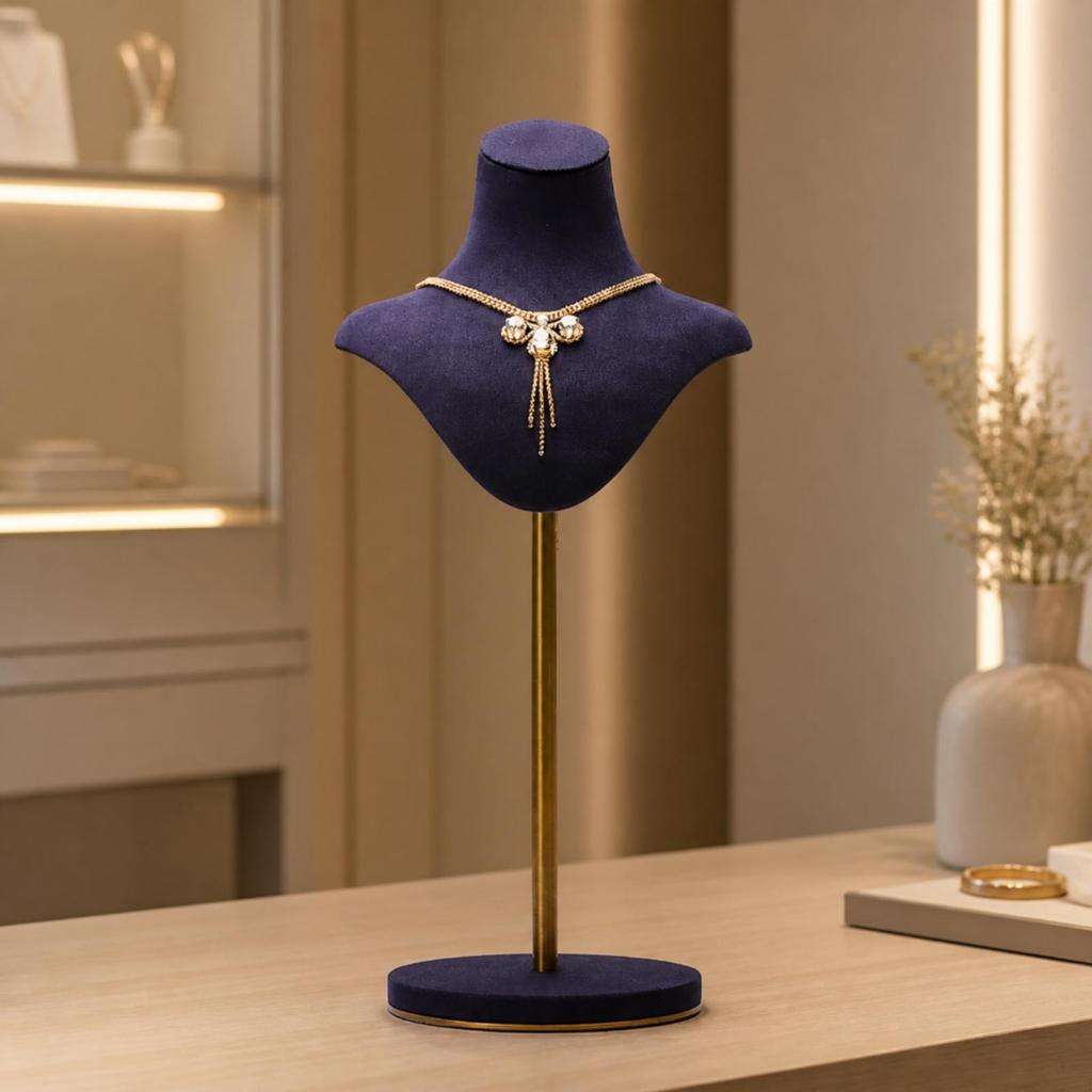 clothCovered Necklace Display Stand Stable Jewelry Bust with Round Base