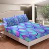 Mermaid Scale Fitted Sheet Fish Scales Bedding Set Sea Underwater World Bed Sheet Set for Girls Ocean Marine Theme King Size