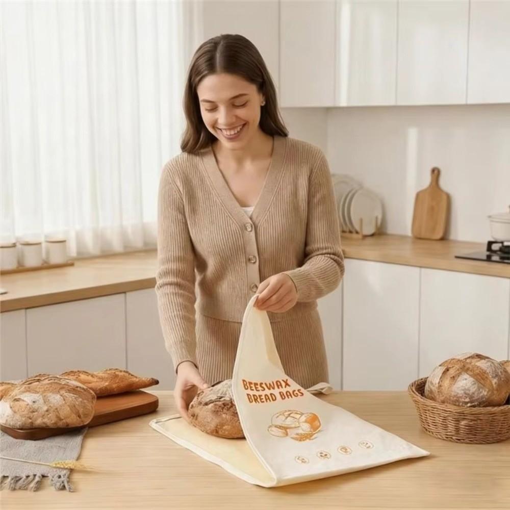 1pc Beeswax Coated Beeswax Bread Bags Organic Linen Food Storage Bags Sourdough Bread Bags Homemade