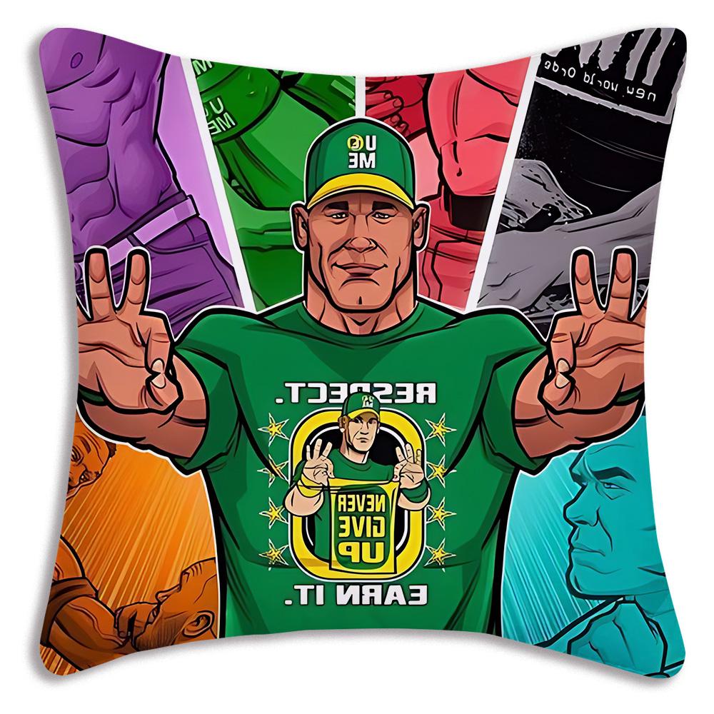 W-WWE LOGO W-WrestleMania Pillow Covers Cartoon Sofa Decorative Home Double-sided Printing Short Plush Cute Cushion Cover