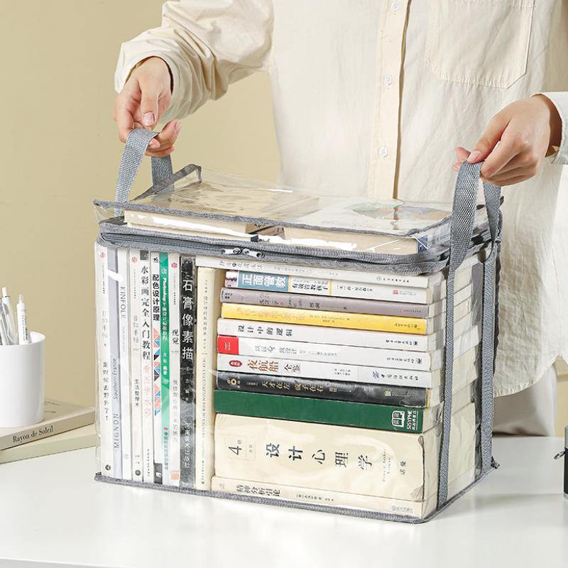 1 Pcs Foldable Book Box Student Dormitory Classroom Book Organizer Transparent Waterproof Household Book Organizing Storage Box