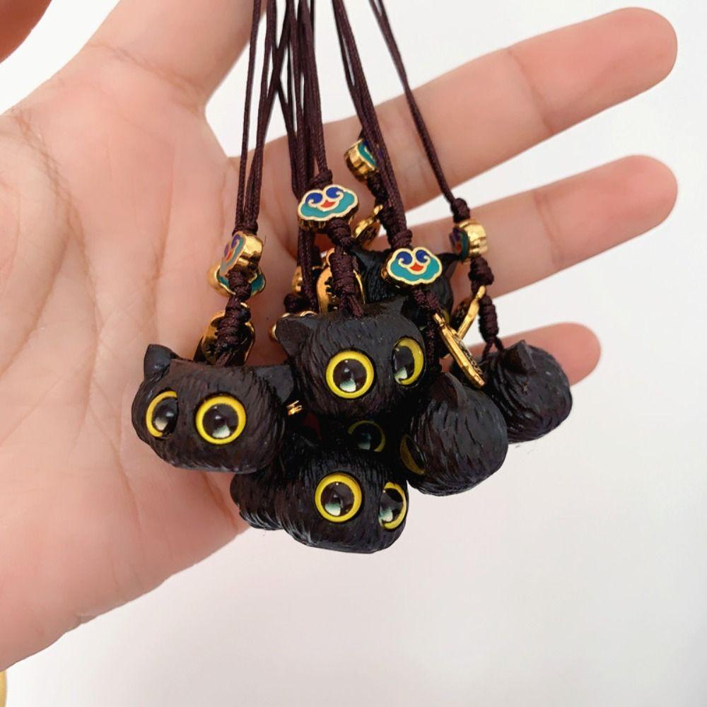 

Chain Mobile Phone Straps Fortune Cat Keychain Mobile Phone Lanyard Sandalwood Cat Phone Pendant Cat