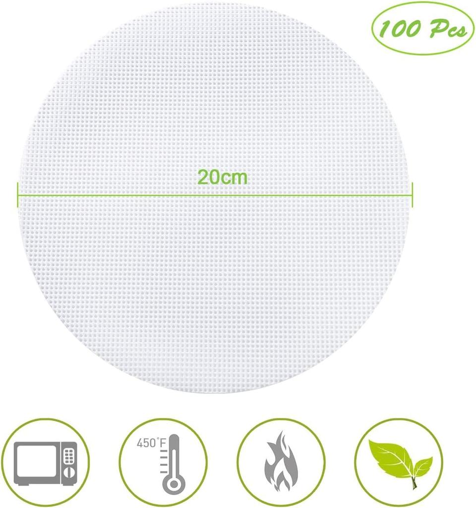 GWHOLE Steamer 20cm Steamer Cooking Mat for Chinese Heat 10 Sheets Sheets, Diameter, Food-Grade Silicone, Paper, Steamers, Resistant, Reusable,