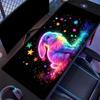 Neon Cosmic Cat Large Extended Gaming Mouse Pad Non Slip Desk Surface Glitter Starry Animal Print For Gaming And Office Setup