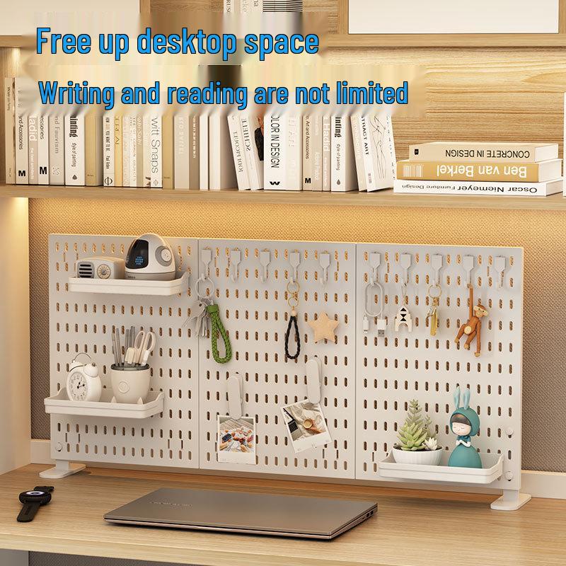 Pegboard Desktop Vertical Storage Rack - No-Punch Student & Office Shelf