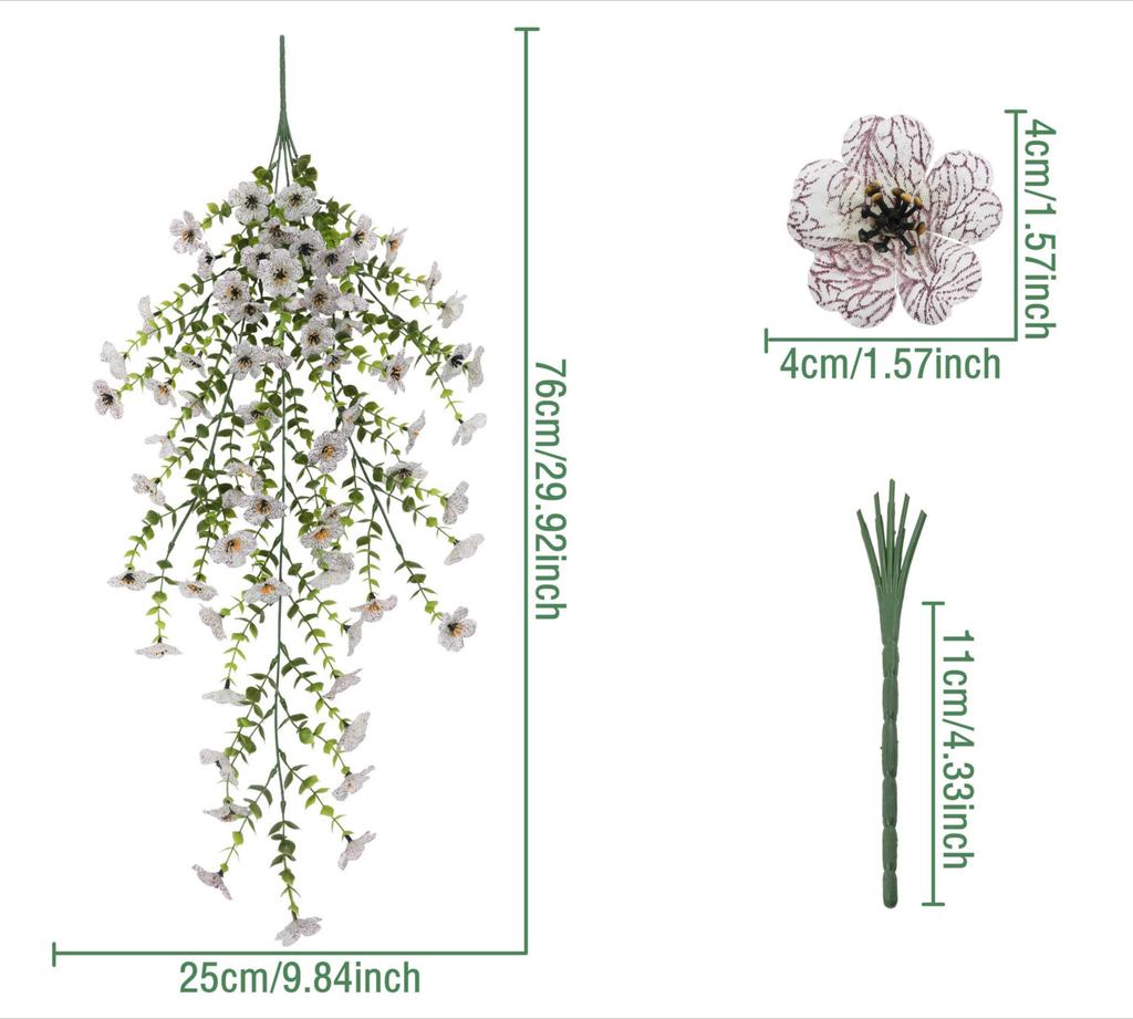 Simulation flower violet flower vine, hanging simulation flower vine, wedding outdoor wall hanging fake flower decoration