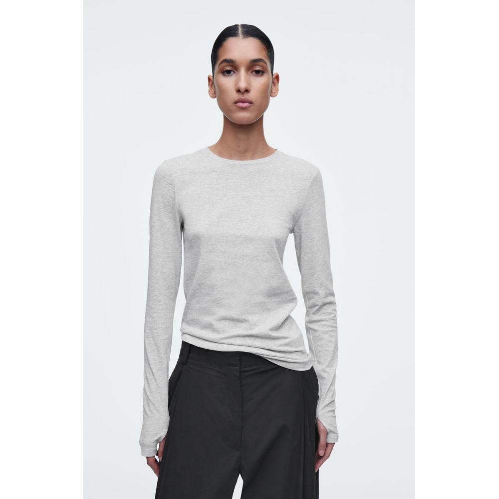 

Cos Japan Slim Fit Топ с длинными рукавами grey melange/XS