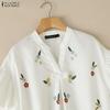 ZANZEA Women Casual V-Neck Loose Floral Print Short Sleeve Blouse