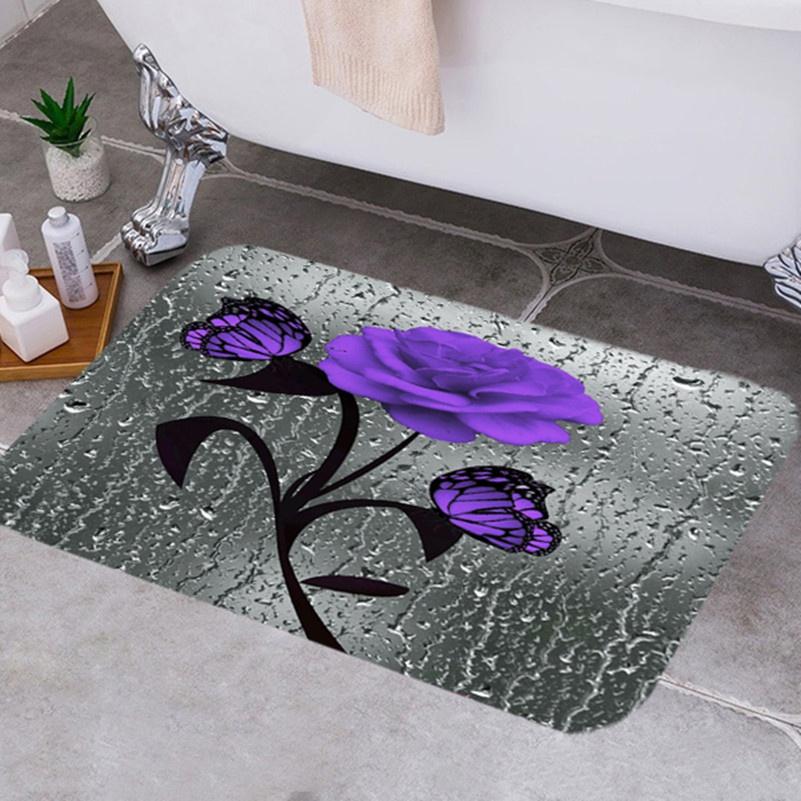 4PCS Flowers Rose Print 3D Shower Curtain Waterproof Polyester Bathroom Curtain Anti-slip Bath Mat Toilet Rugs Carpet Bath Sst Decor