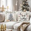 Festive Christmas Pillows: House, Tree, Deer, and Snowmen Designs Sofa Bed Cushion Cover, New Year Home Decoration