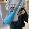 Faux Lamb Wool Ladies Red Crossbody Bag Retro Furry Women's Bucket Shoulder Bags Soft Plush Female Winter Handbags Purse Tote