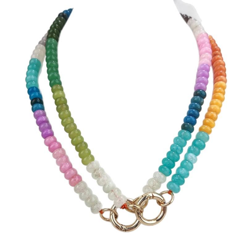 Women's Summer Crystal Rainbow Abacus Bead Necklace
